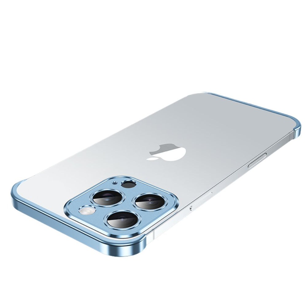 NexTECH® | Metal Bezel-Less Shockproof Case with Corner Pads & Lens Protection for iPhone