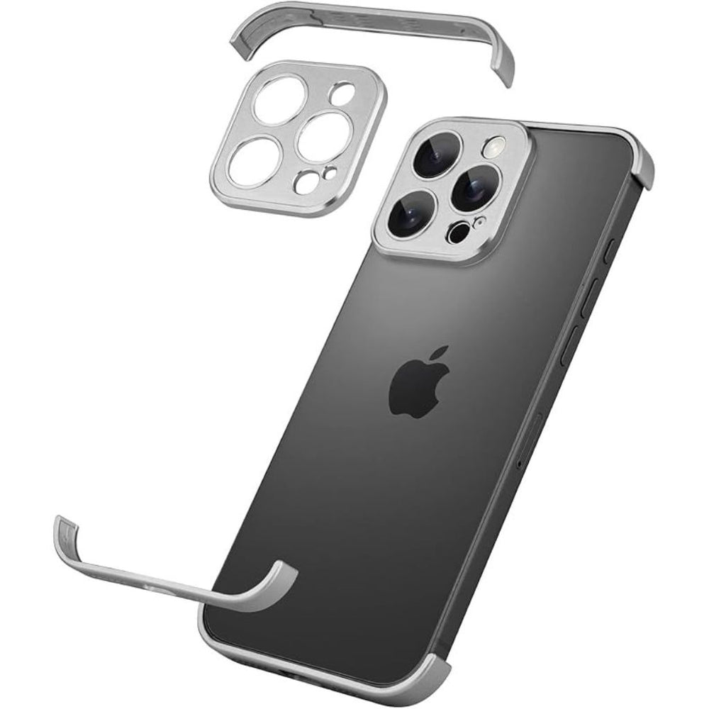 NexTECH® | Metal Bezel-Less Shockproof Case with Corner Pads & Lens Protection for iPhone