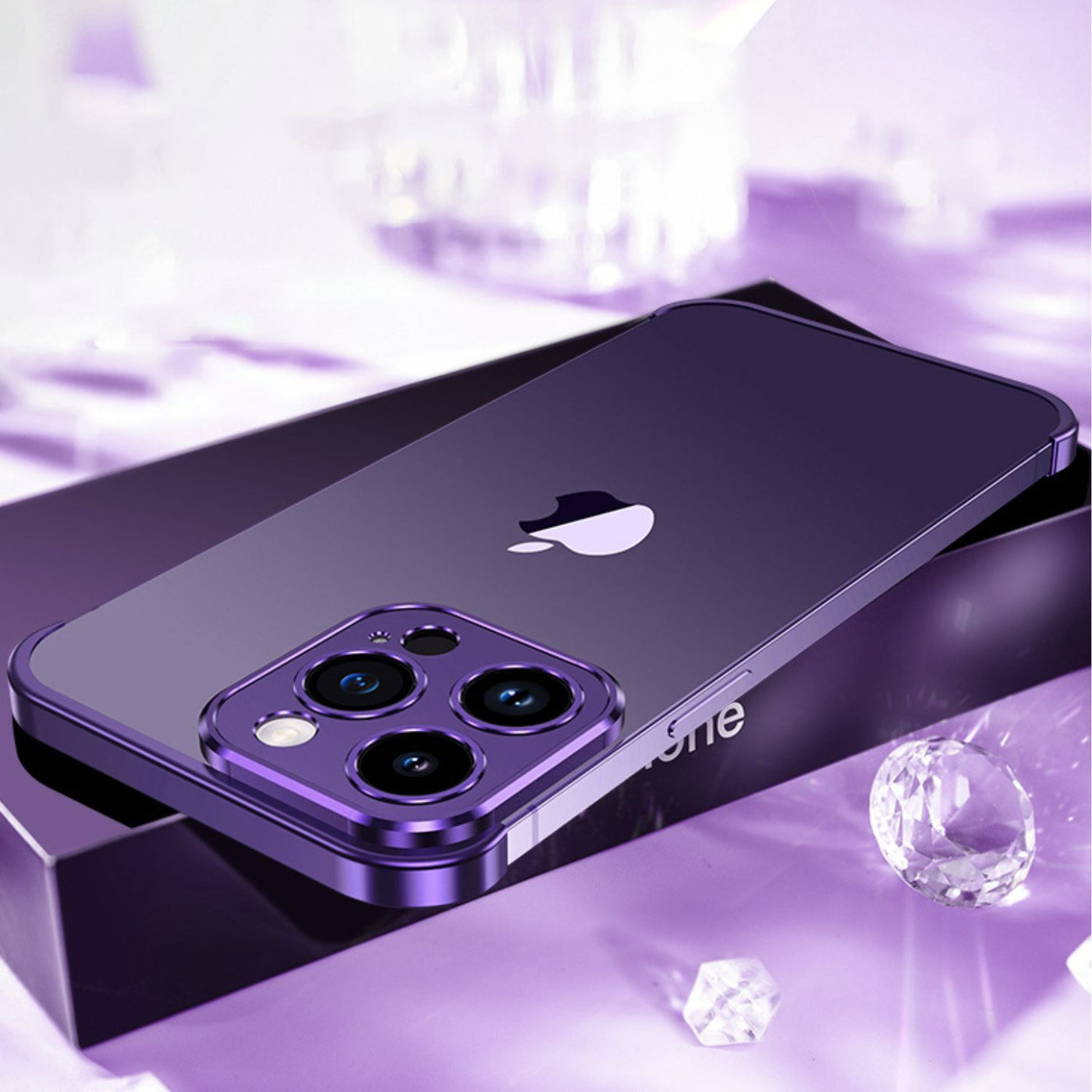 NexTECH® | Metal Bezel-Less Shockproof Case with Corner Pads & Lens Protection for iPhone