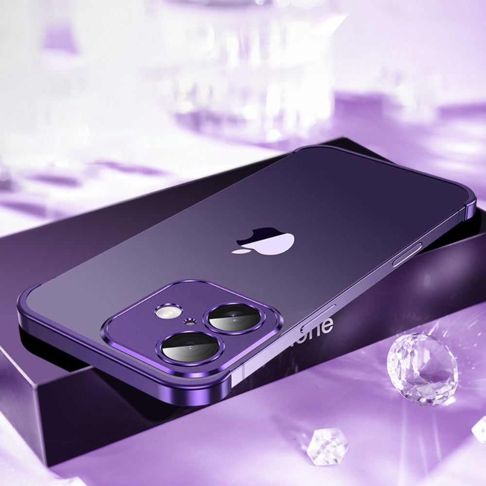 NexTECH® | Metal Bezel-Less Shockproof Case with Corner Pads & Lens Protection for iPhone