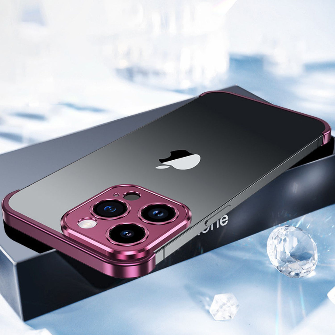 NexTECH® | Metal Bezel-Less Shockproof Case with Corner Pads & Lens Protection for iPhone