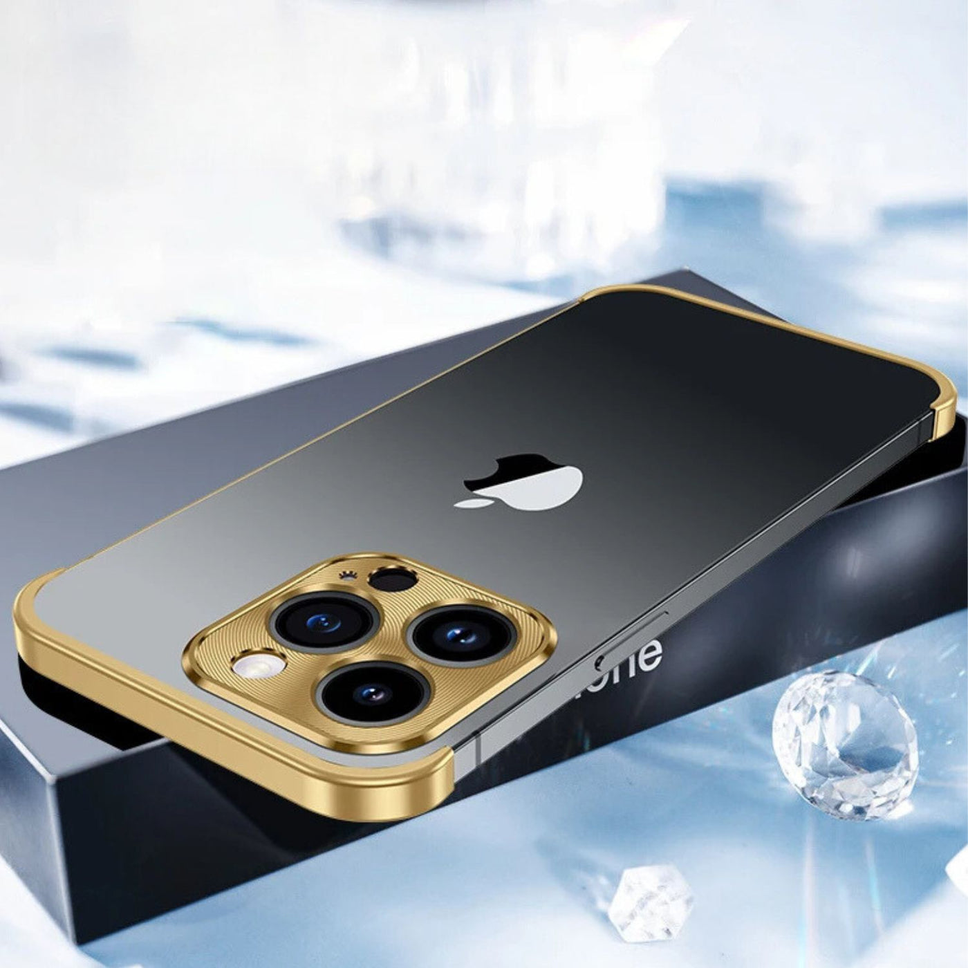 NexTECH® | Metal Bezel-Less Shockproof Case with Corner Pads & Lens Protection for iPhone