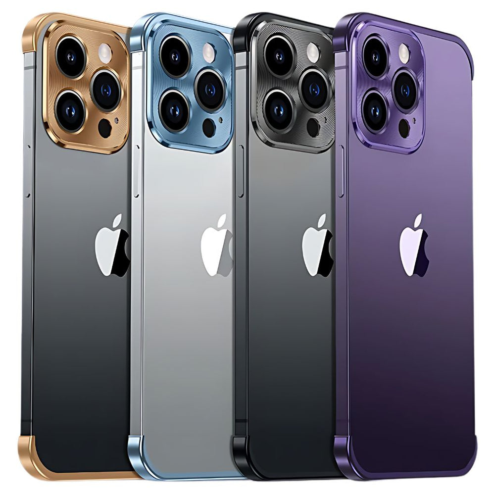 NexTECH® | Metal Bezel-Less Shockproof Case with Corner Pads & Lens Protection for iPhone