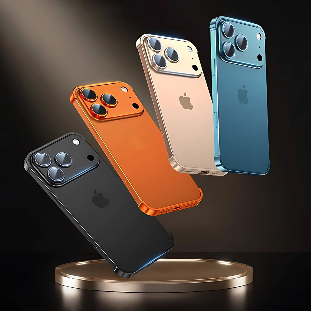 NexTECH® | Metal Bezel-Less Shockproof Case with Corner Pads & Lens Protection for iPhone