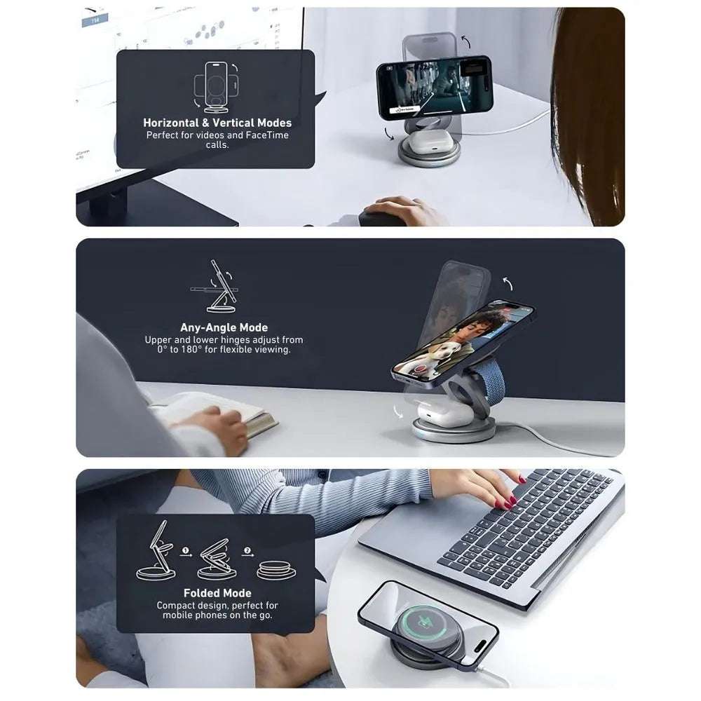 NexTECH® | 3 - in - 1 Foldable Wireless Charger - NexTECHCJSJ192013202BY