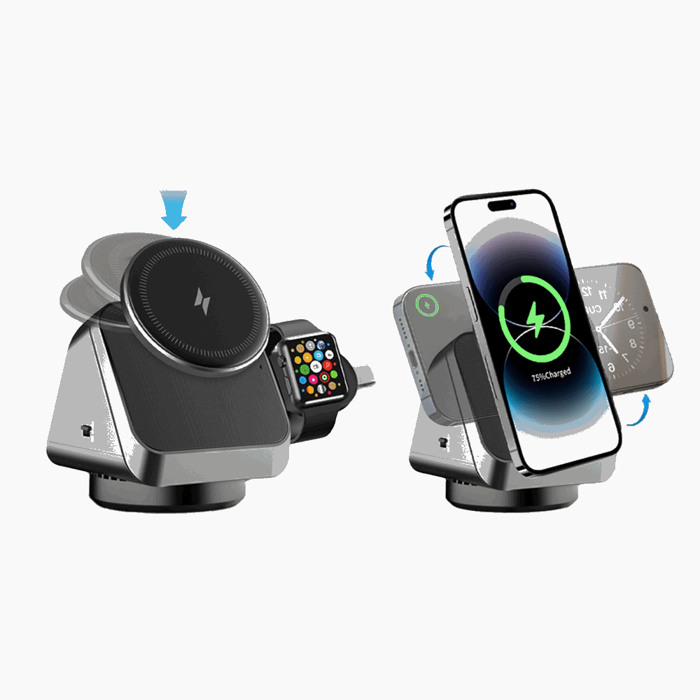 NexTECH® | 3 - in - 1 MagSafe Rotatable Wireless Charging Station - NexTECHCJYD202939101AZ