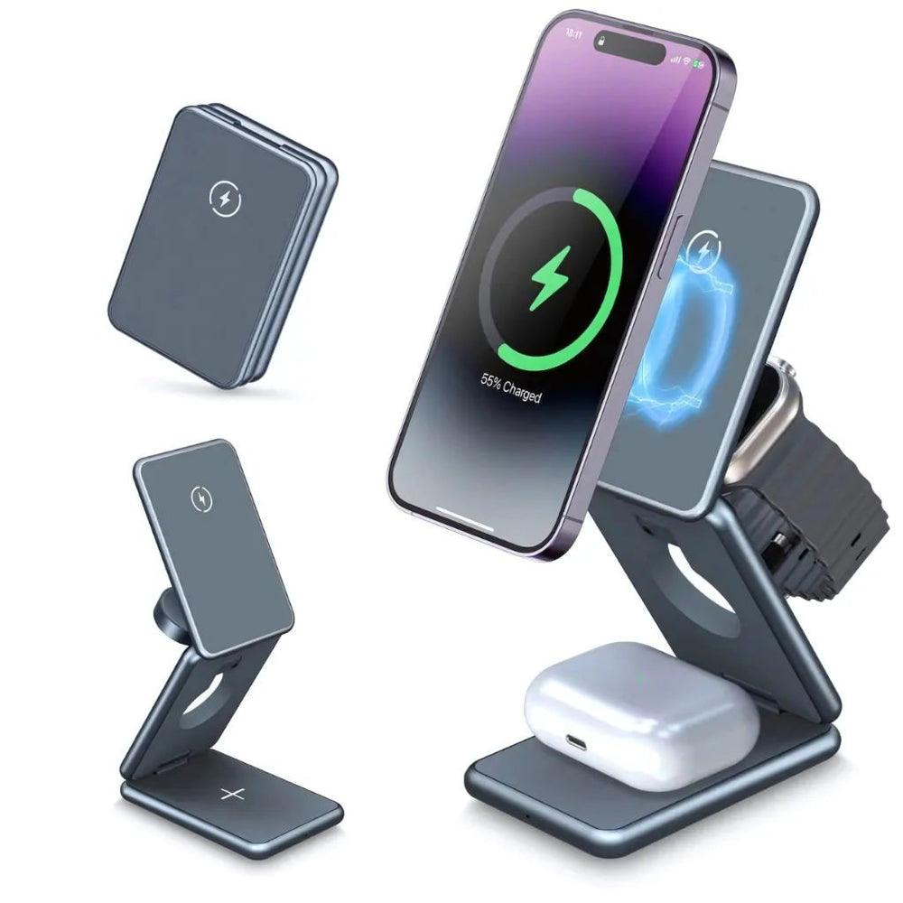 NexTECH® | 3-in-1 Metal Foldable Charger For Apple & Samsung