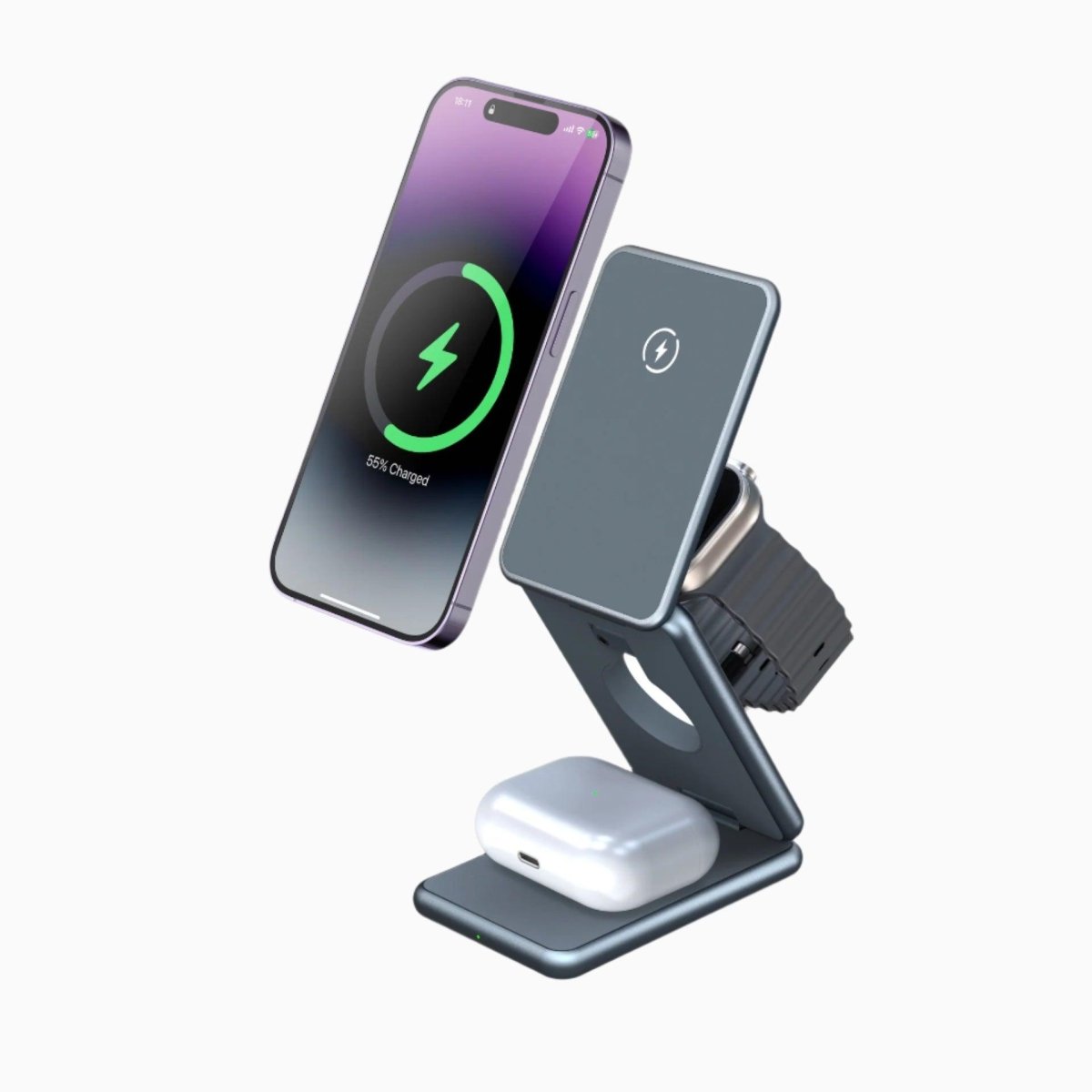 NexTECH® | 3 - in - 1 Metal Foldable Charger For Apple & Samsung - NexTECHCJYD182193002BY