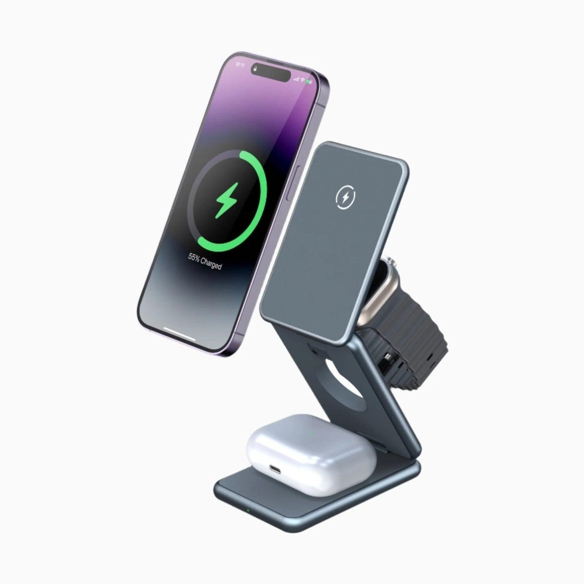 NexTECH® | 3 - in - 1 Metal Foldable Charger For Apple & Samsung - NexTECHCJYD182193002BY