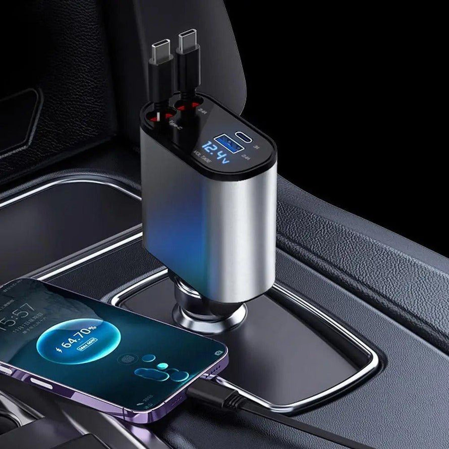 NexTECH® | 4-Port USB Car Charger Adapter with Digital Display - Cigarette Lighter Splitter
