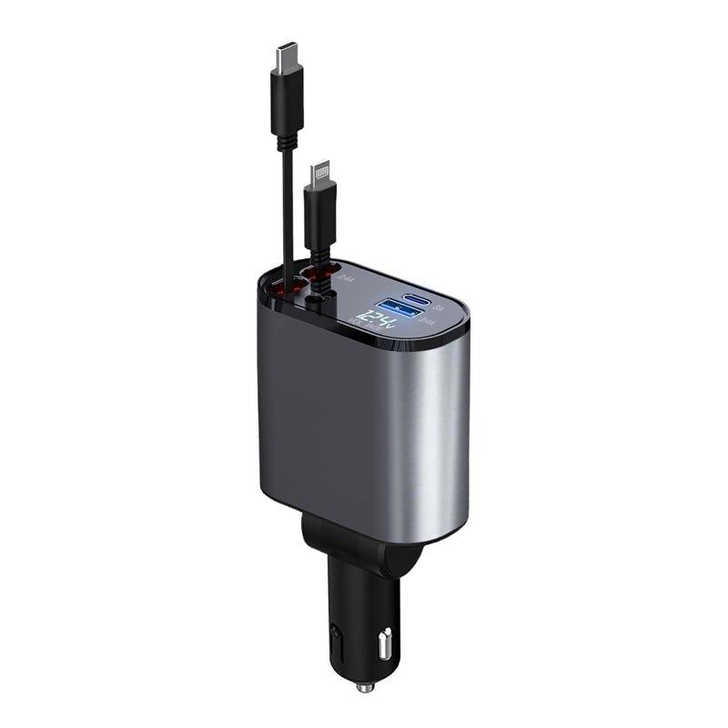 NexTECH® | 4 - Port USB Car Charger Adapter with Digital Display - Cigarette Lighter Splitter - NexTECHCJYD195928303CX