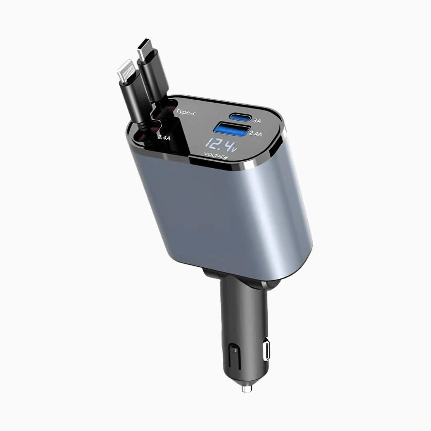 NexTECH® | 4 - Port USB Car Charger Adapter with Digital Display - Cigarette Lighter Splitter - NexTECHCJYD195928303CX