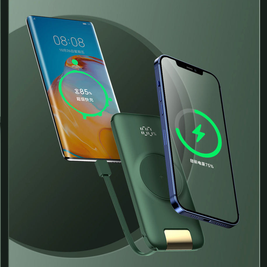 NexTECH® | Wireless Power Bank with Built-In Cable Cable & Stand for Multi-Device