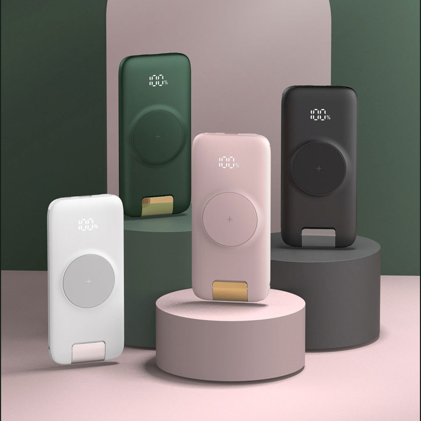 NexTECH® | Wireless Power Bank with Built-In Cable Cable & Stand for Multi-Device