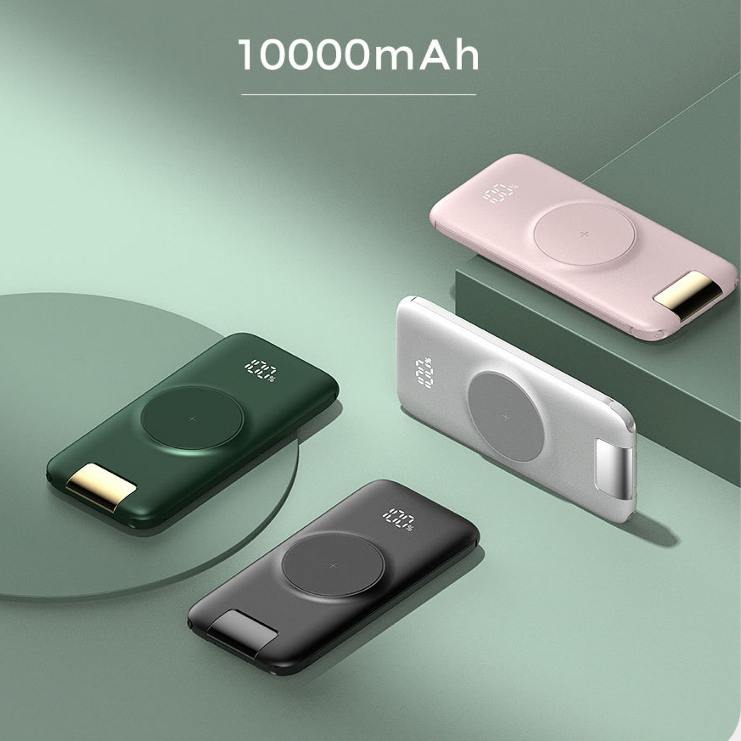 NexTECH® | Wireless Power Bank with Built-In Cable Cable & Stand for Multi-Device